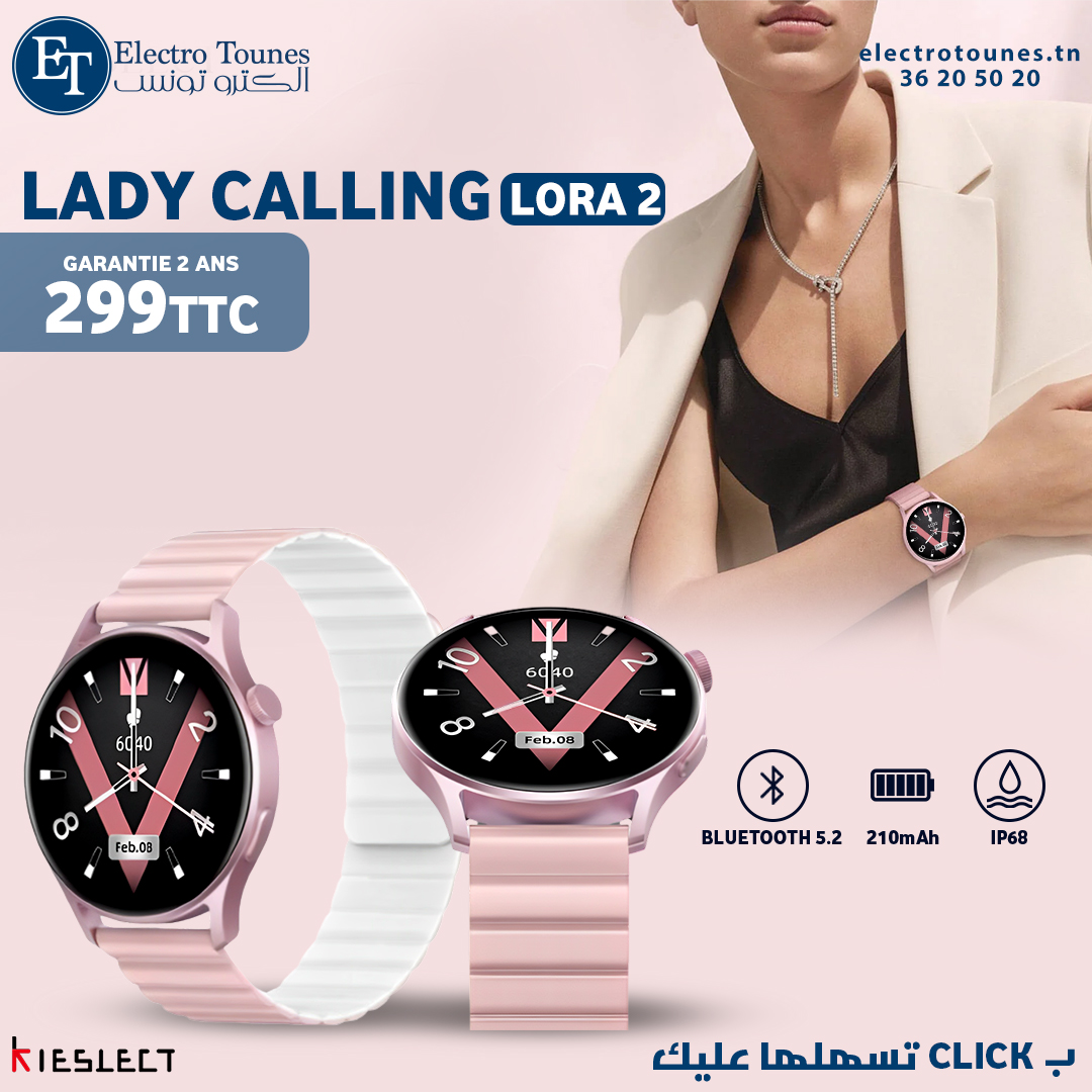 MONTRE CONNECTÉE KIESLECT LADY CALLING WATCH LORA 2 PINK