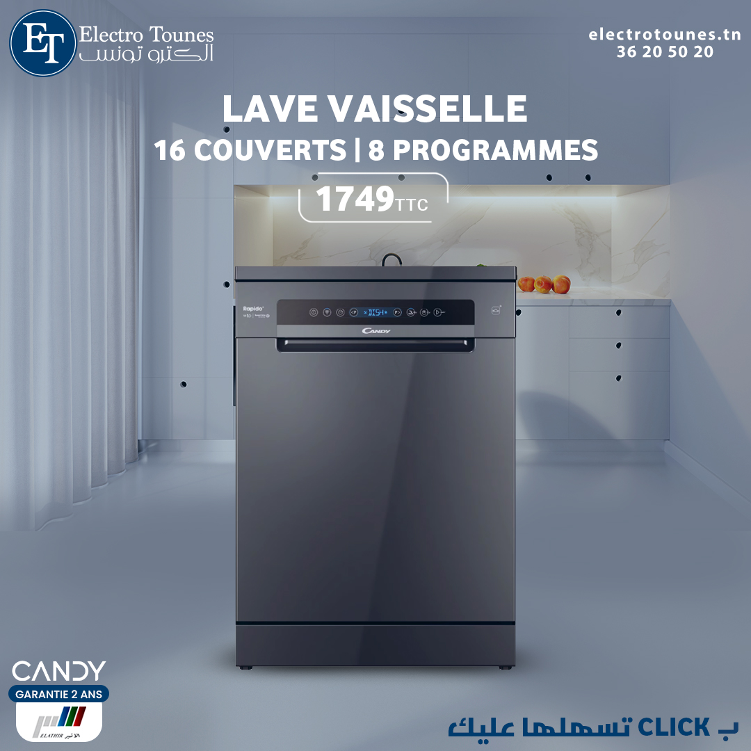 LAVE VAISSELLE CANDY RAPIDO CF6D4F0A 16 COUVERTS INOX